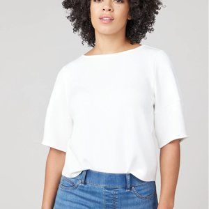 Spanx AirEssentials Desk to Dinner Elbow Sleeve Top, White, Sz L